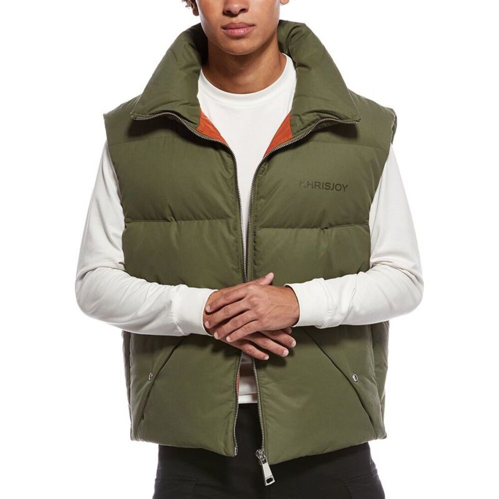Khrisjoy Mens  Oversized Puffer Vest, Green